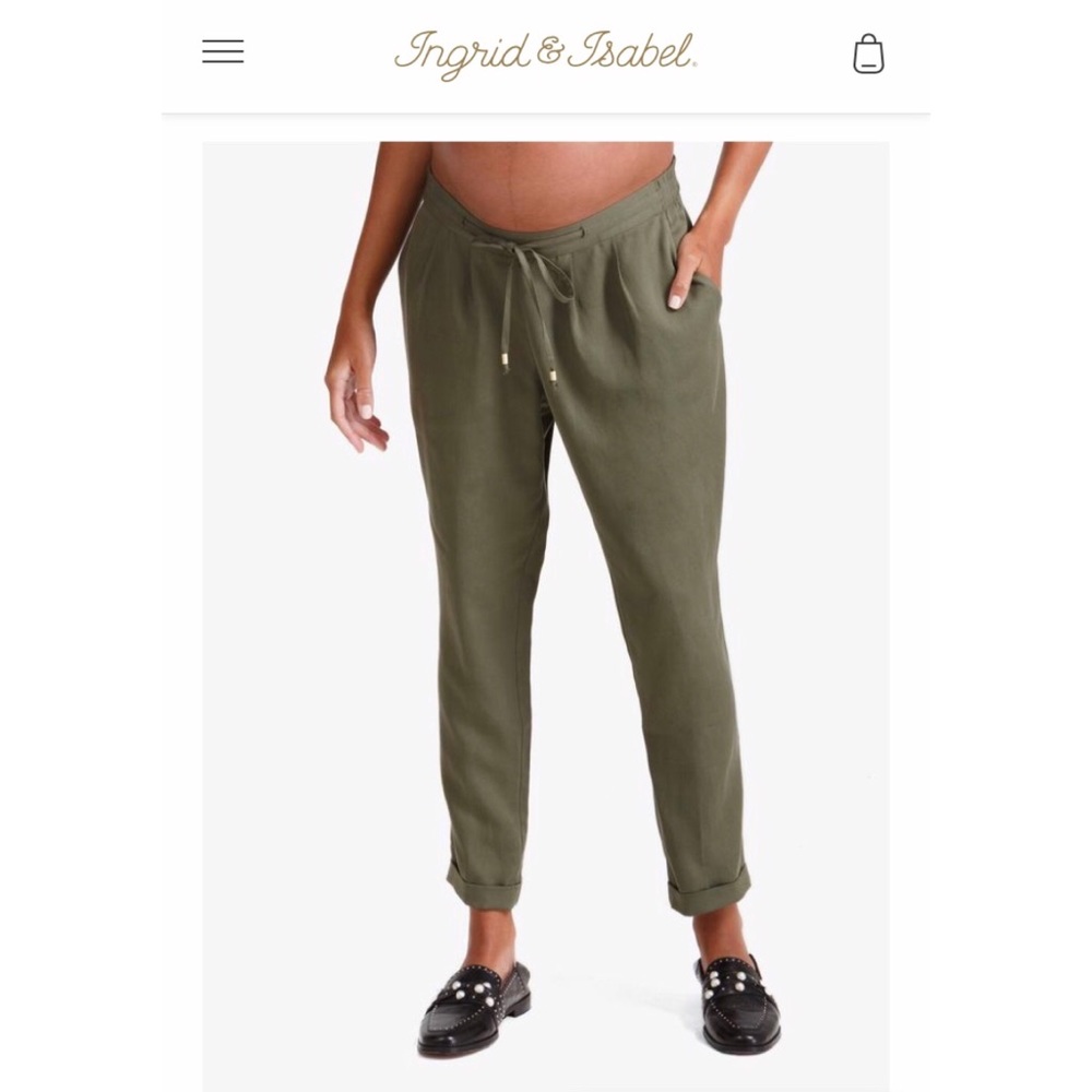 Ingrid & Isabel Maternity Taper Ankle Pant Olive L